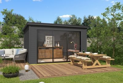 8711615183164-1060272-Tuinhuis-Blokhut-Pernilla 385x295 Carbon Grey